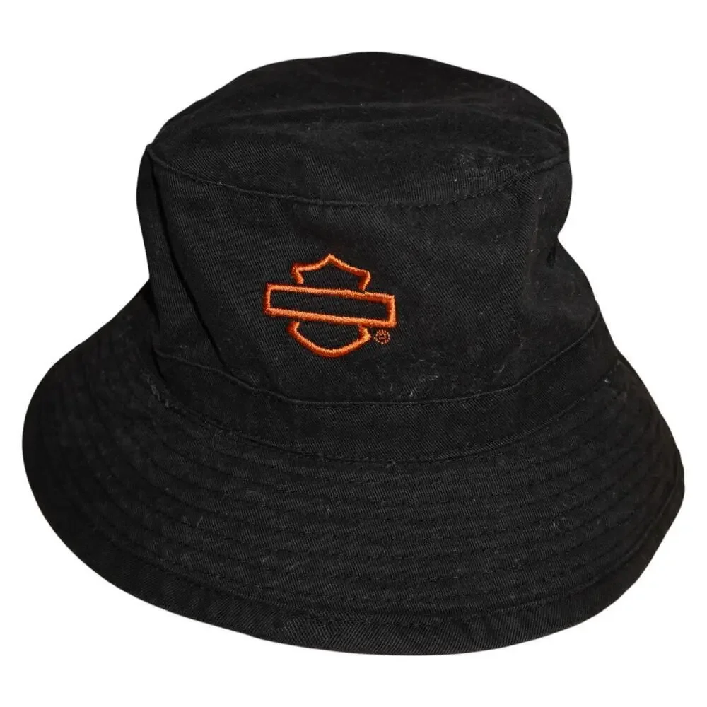 Harley-Davidson Toddler Bucket Hat Black Embroidered HD Logo Biker Kids Cap